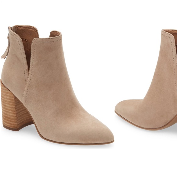 Steve Madden Shoes - Steve Madden thrived bootie real leather taupe suede boot block heel